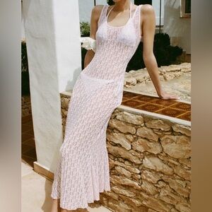 ZARA|Elegant Pastel pink Lace sheer dress in size medium